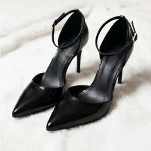 Steve Madden Black Pointed-Toe Ankle-Strap Stilettos